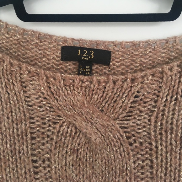 1.2.3 Antique pink cable knit sweater - Picture 2 of 5